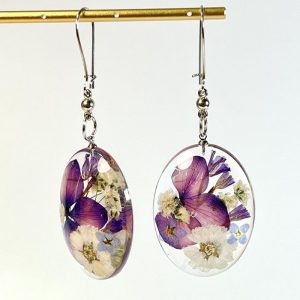 Handmade Unique Dried Natural Flower Resin Earring